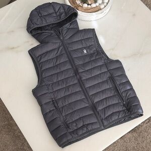 Boys Black Puffer Vest with Hood